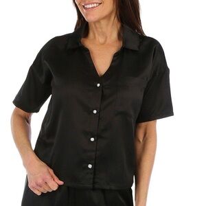 NWOT KIKIT Nordstrom Womans Luxurious Long Sleeve Satin Sleep Shirt Pj Sz Medium